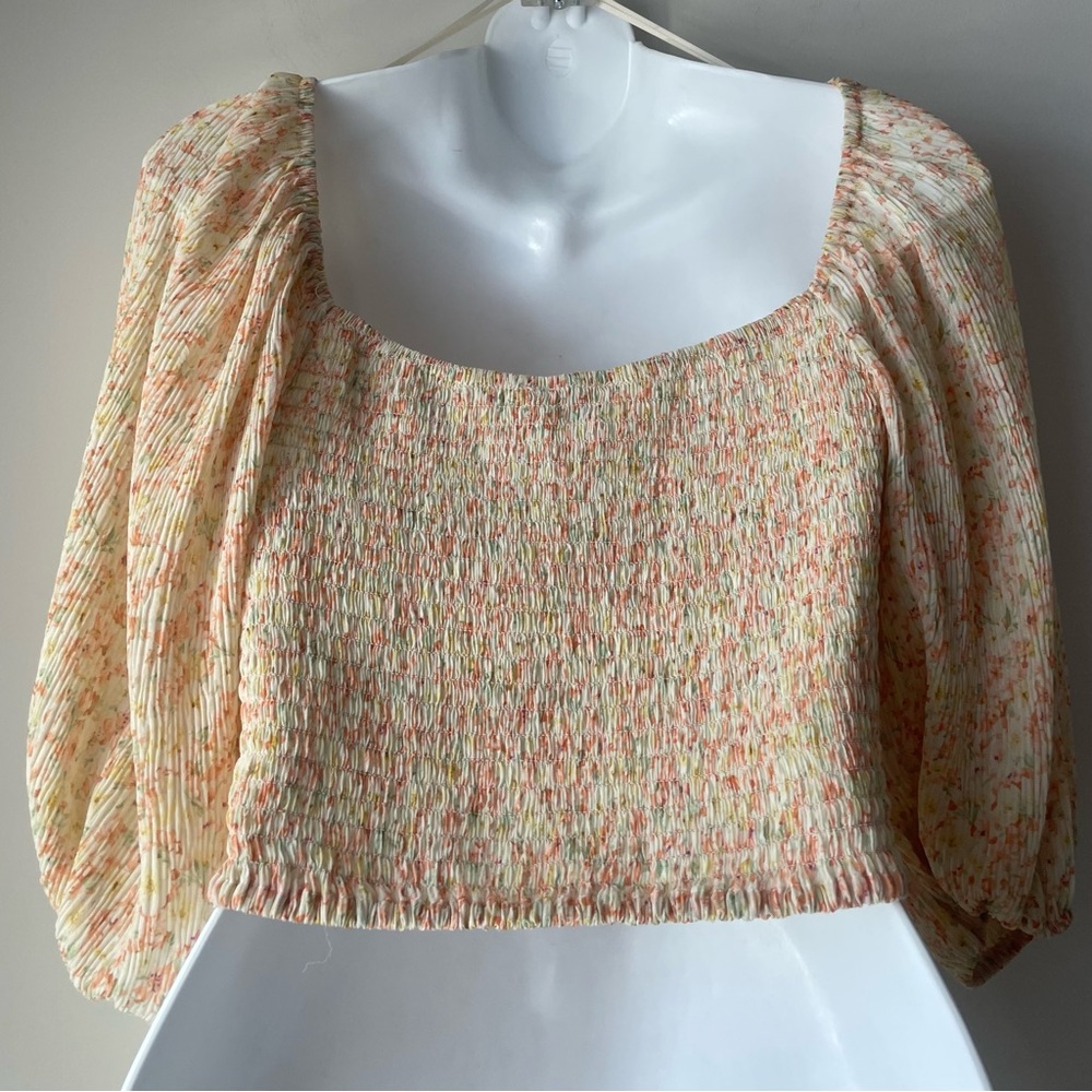Lush Criss Cross Surplice Floral Print Crop Top Size Small - Picture 4 of 7